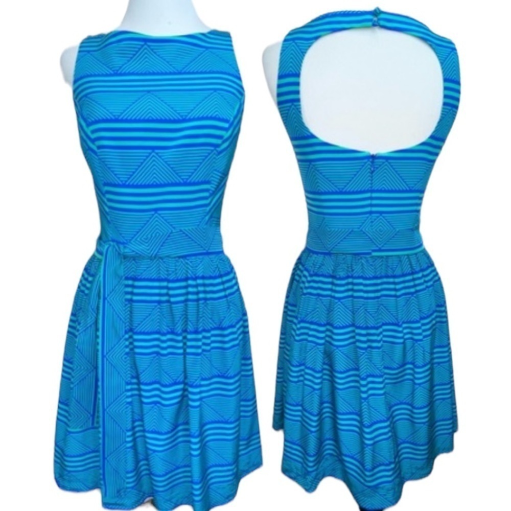 Amanda Uprichard Silk Sleeveless Dress Blue Green Stripe XS